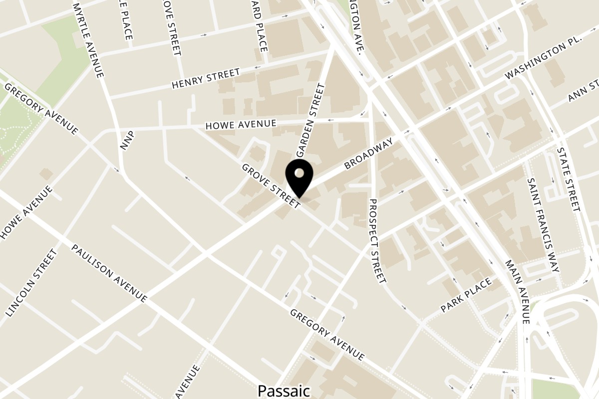 Map showing the location of Banana King Passaic on 53 Broadway in Passaic